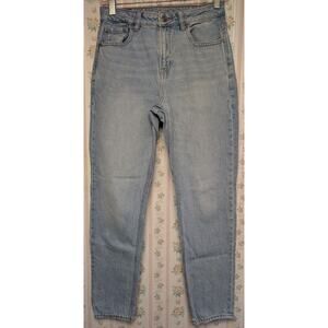 American Eagle Mom Jeans WOMENS JRS SIZE 2 REGULAR Lite Wash Stretch Tapered 90s